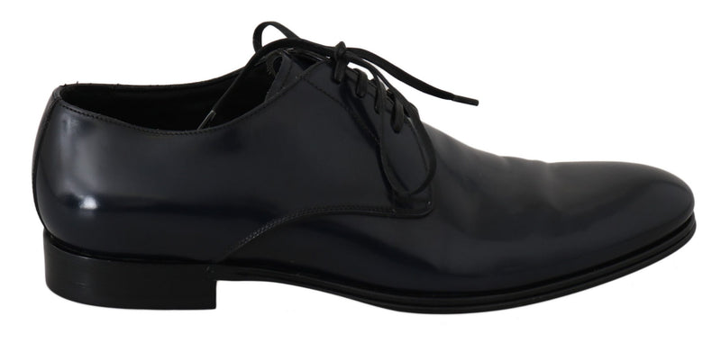 Elegante dunkelblaue Leder -Derby -Kleiderschuhe