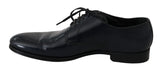 Elegante dunkelblaue Leder -Derby -Kleiderschuhe