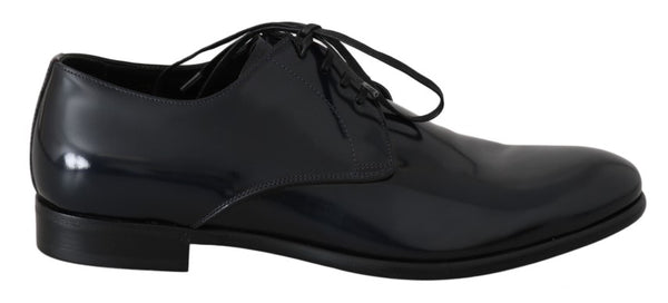 Elegantes zapatos Derby de cuero azul oscuro