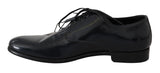 Elegantes zapatos Derby de cuero azul oscuro