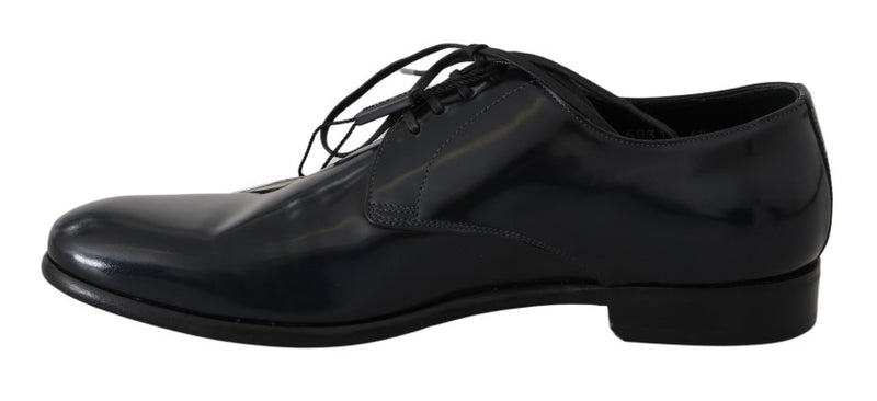 Elegantes zapatos Derby de cuero azul oscuro