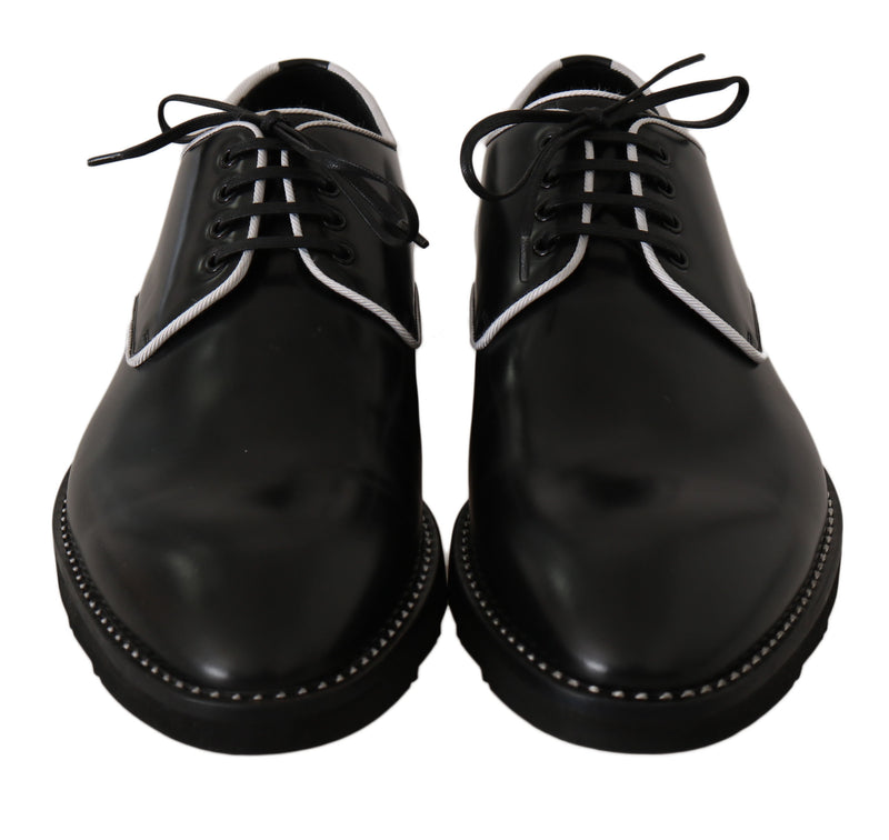 Chaussures de robe de derby en cuir noir élégant