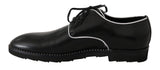 Elegante schwarze Leder -Derby -Kleiderschuhe