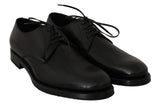 Elegante schwarze Leder -Derby -Kleiderschuhe