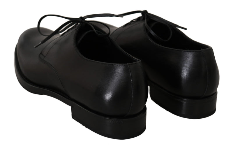 Chaussures de robe de derby en cuir noir élégant