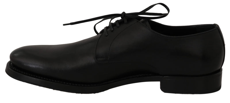 Chaussures de robe de derby en cuir noir élégant