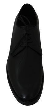 Chaussures de robe de derby en cuir noir élégant