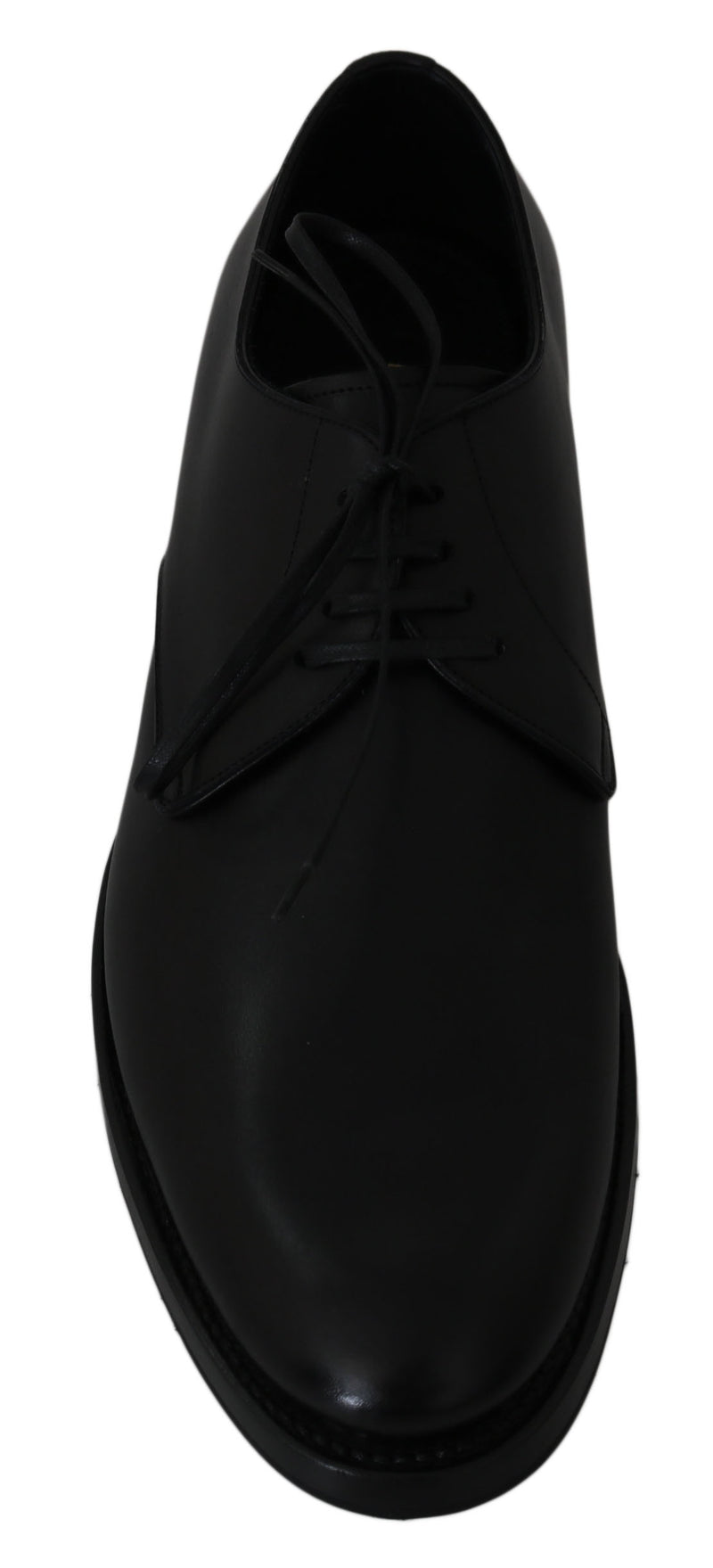 Elegante schwarze Leder -Derby -Kleiderschuhe