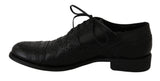 Elegante schwarze Leder Derby Wingtip -Kleidungsschuhe