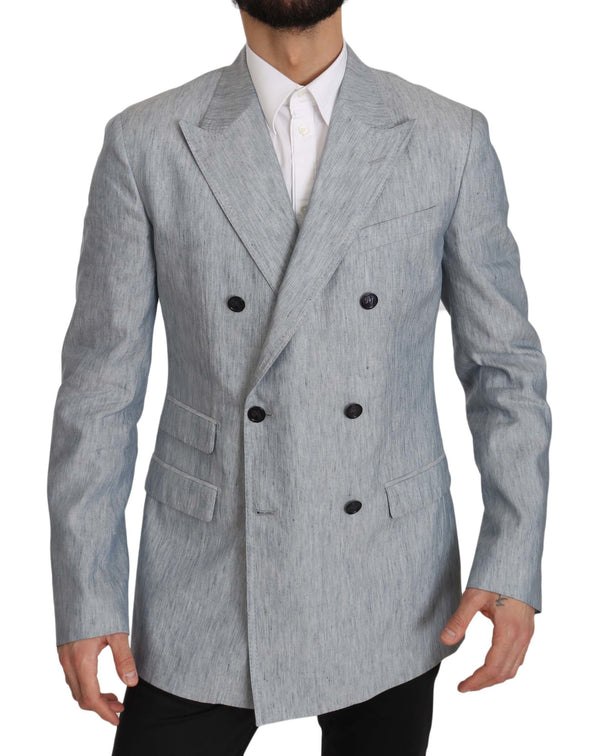 Elegante blazer de doble pecho azul claro