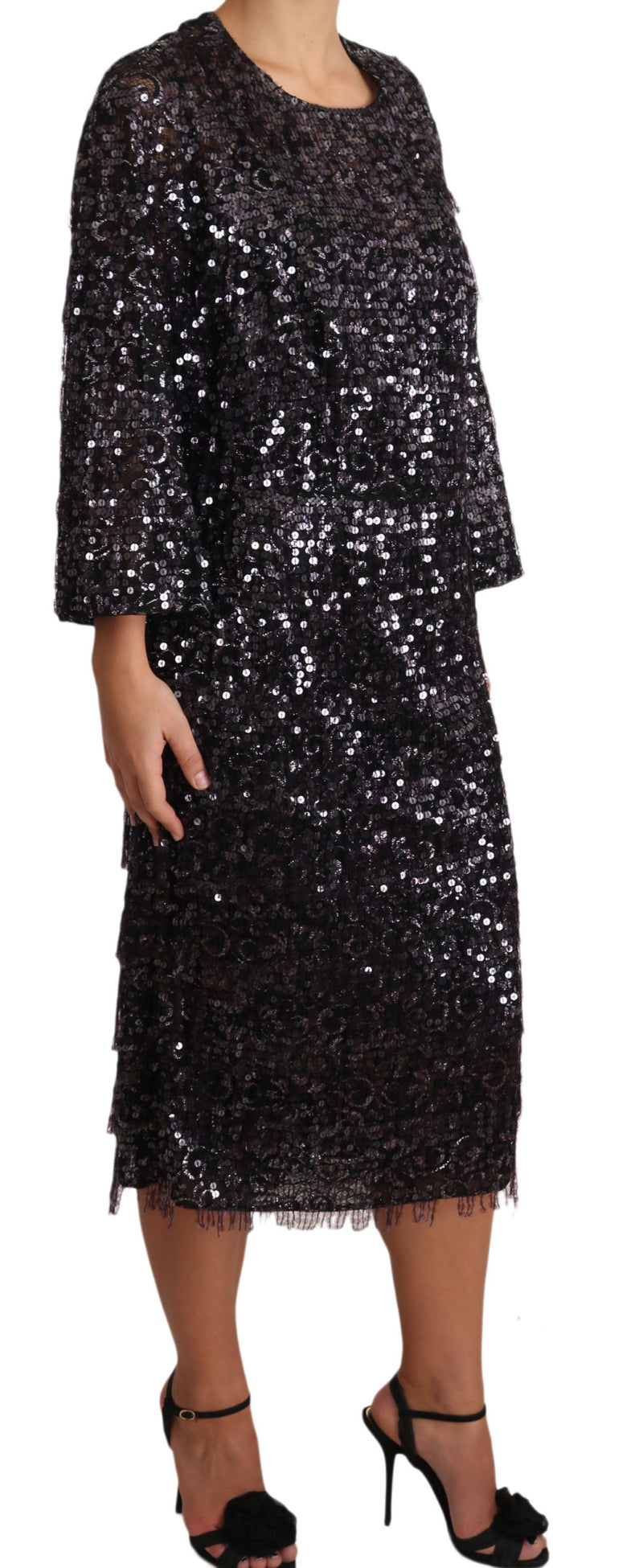 Robe midi à décalage à paillettes - Élégance intemporelle