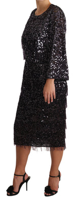 Robe midi à décalage à paillettes - Élégance intemporelle