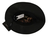 Elegante schwarze Leder -Cloche -Kappe