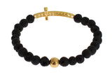 Bracciale di pietra di lava oro e nero elegante e nero