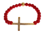 Bracciale in perline d'oro e corallo rosso elegante