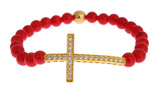 Elegante pulsera de cuentas de oro y coral rojo