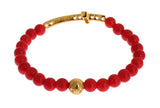 Elegante pulsera de cuentas de oro y coral rojo