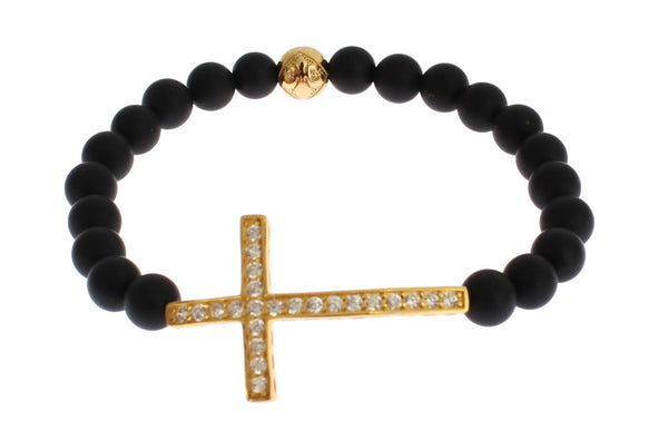 Bracelet de Diamond Cross Class Bead y CZ Diamond Matte