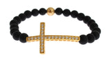 Chic Matt Onyx Perle & CZ Diamond Cross Armband