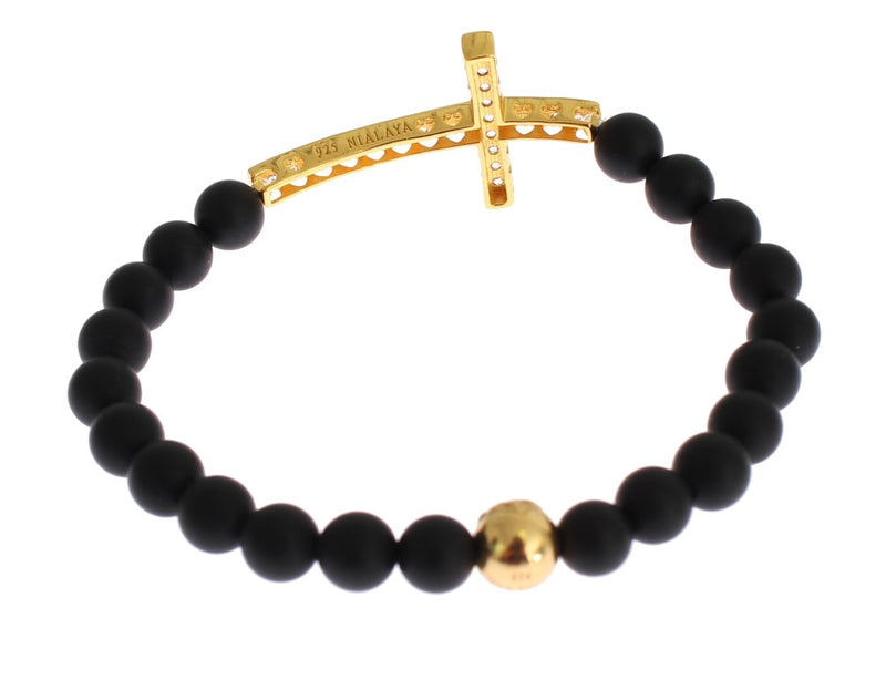 Bracciale croce di diamante chic opace onyx e braccialetto