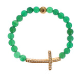 Elegant Green Jade Bead & Gold Plated Bracelet