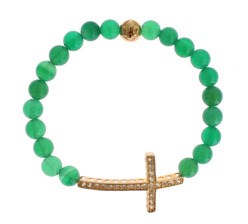 Elegante brazalete verde jade y oro