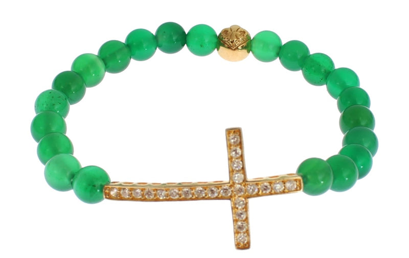 Elegante brazalete verde jade y oro