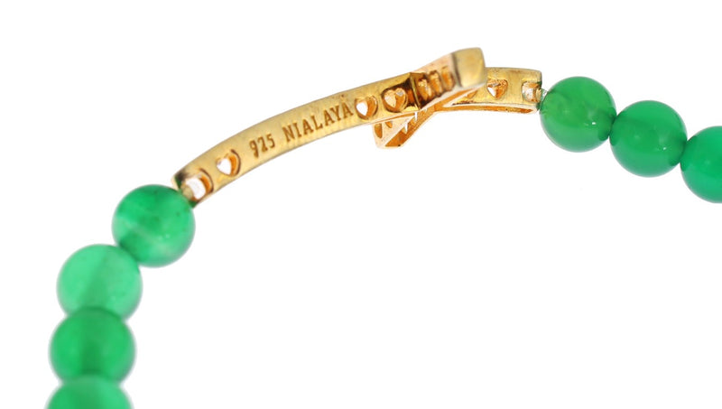 Elegante brazalete verde jade y oro