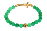 Elegante brazalete verde jade y oro