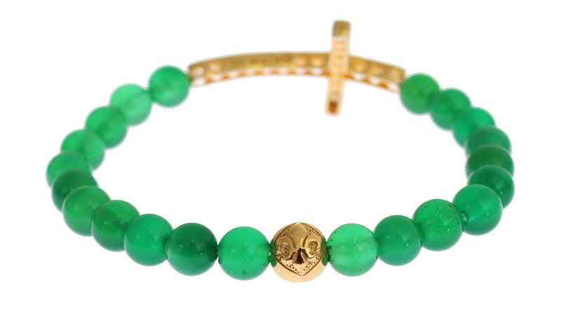 Elegante brazalete verde jade y oro