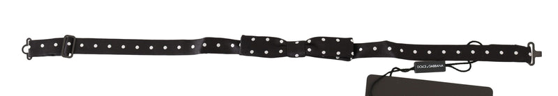 Elegant Black Polka Dot Silk Bow à noeud