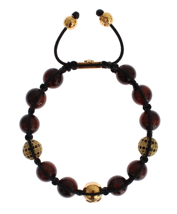 Strahlendes rotes Tiger Eye & CZ Goldarmband