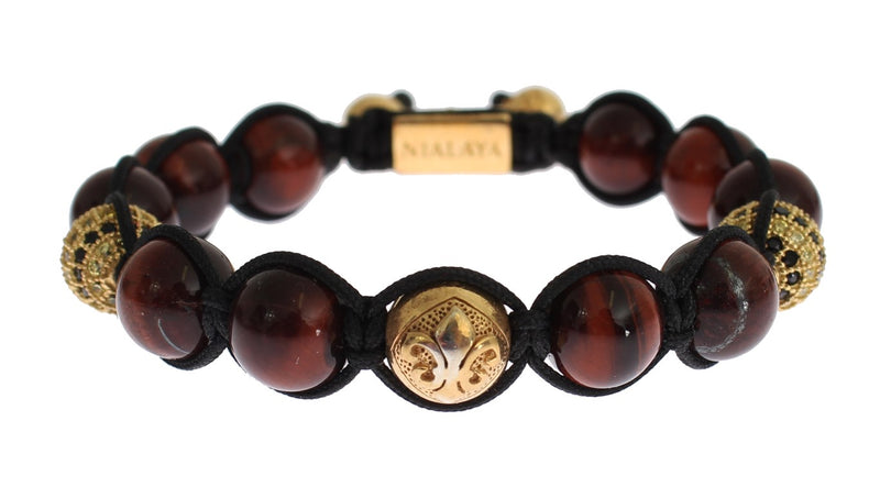 Strahlendes rotes Tiger Eye & CZ Goldarmband