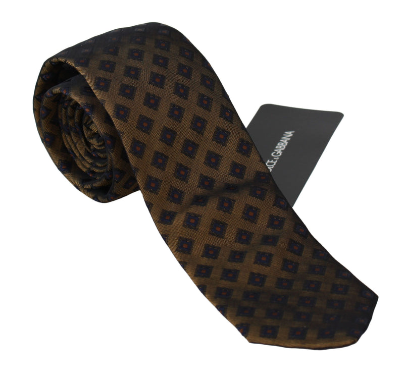 Elegante corbata de seda estampada marrón