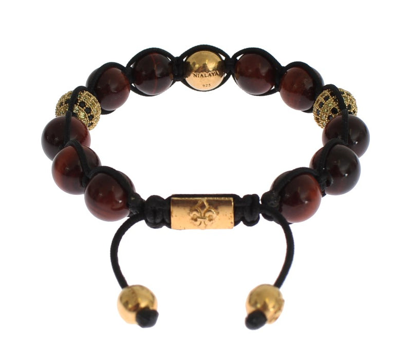 Strahlendes rotes Tiger Eye & CZ Goldarmband