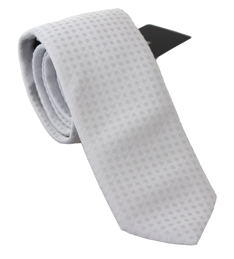 Elegante corbata de mezcla de seda con estampado blanco