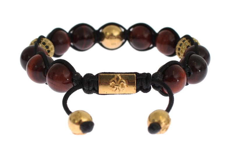 Strahlendes rotes Tiger Eye & CZ Goldarmband