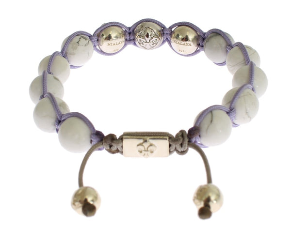 Elegante brazalete de plata de plata púrpura y howlite