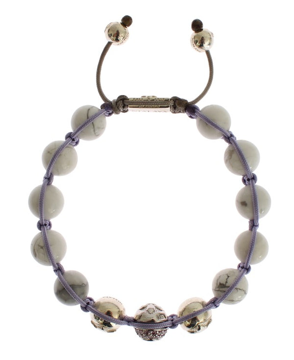 Elegante braccialetto di viola d'argento e bracciale Howlite