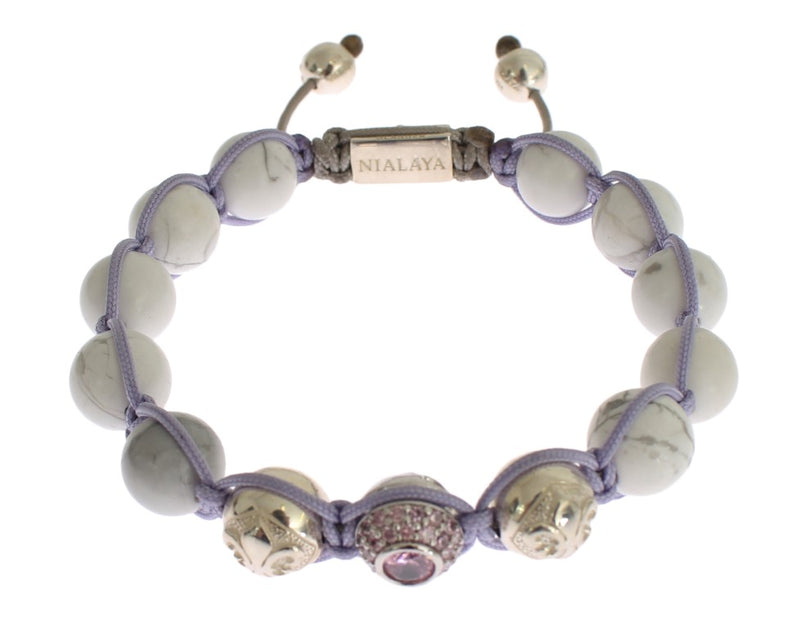 Elegant Silberlila CZ & Howlite -Armband