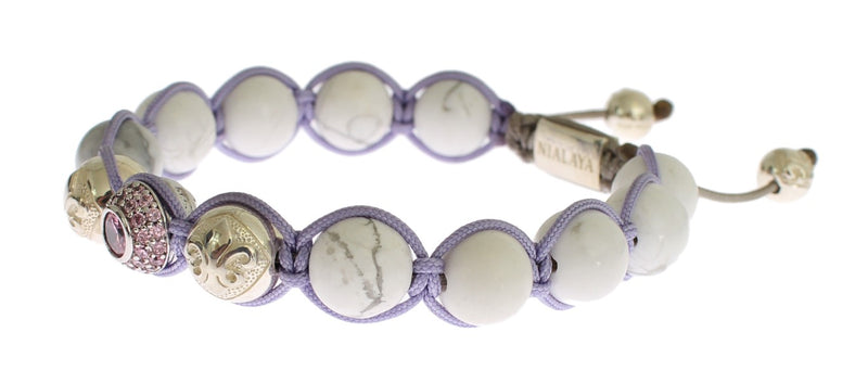 Elegant Silberlila CZ & Howlite -Armband