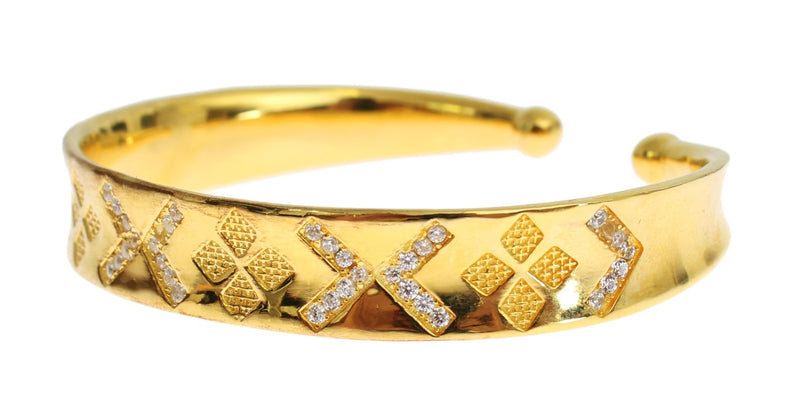 Elegante brazalete CZ plateado chapado en oro