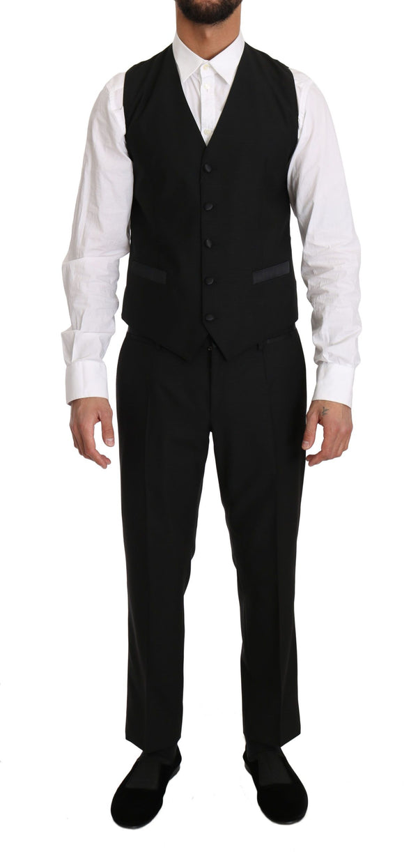 Sleek Black Slim Fit Vest formal