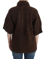 Elegant Short Sleeved Brown Cardigan