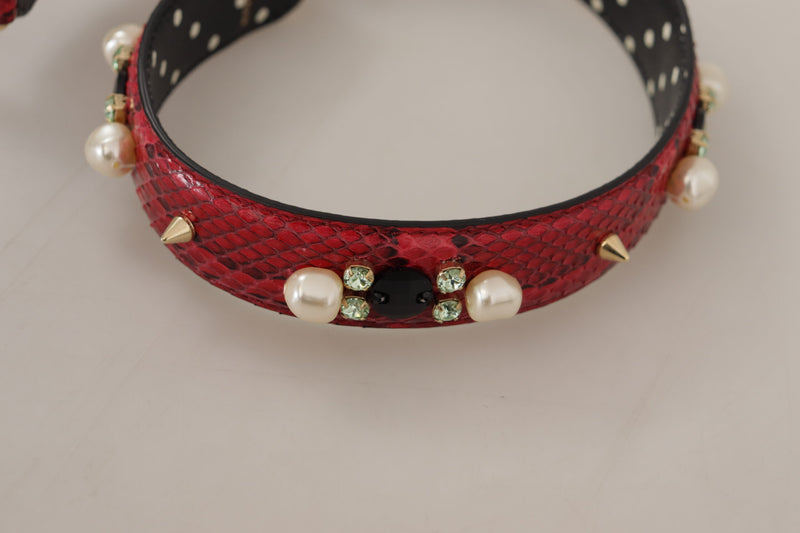 Élégant bandoulière en cuir Python rouge