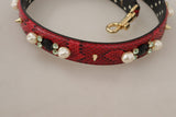 Elegant Red Python Leather Shoulder Strap