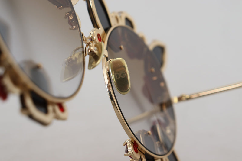 Elegant Round Rose-Embellished Sunglasses