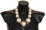 Elegant Faux Pearl Charm Necklace with Crystal Accents