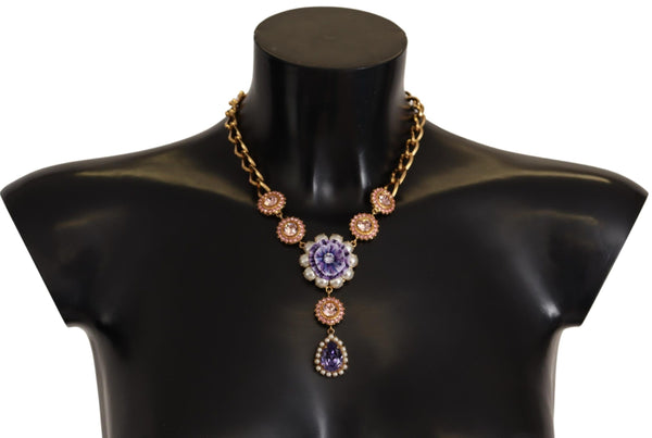 Collier de déclaration en cristal floral élégant