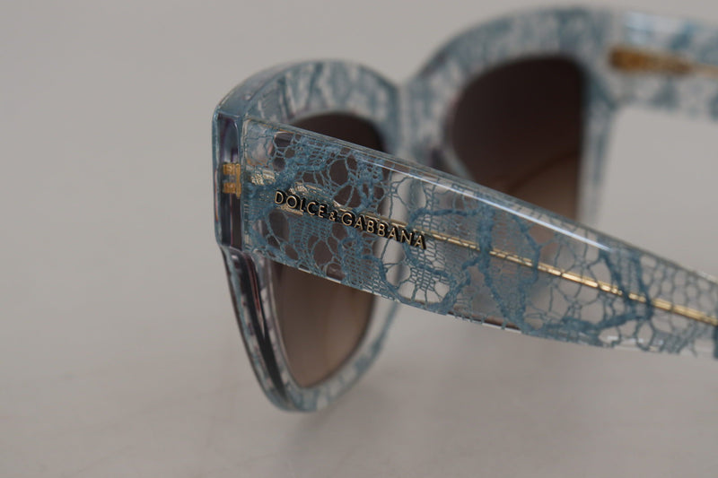 Elegantes detalles de encaje gafas de sol azules